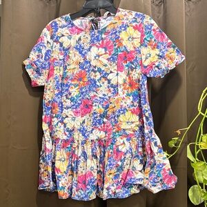 ZARA: Floral Short Sleeve Top-S